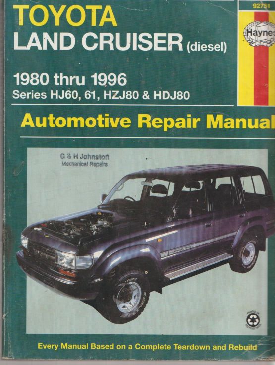 Toyota Diesel Land Cruiser 1980-1996 Haynes Automotive Repair Ma
